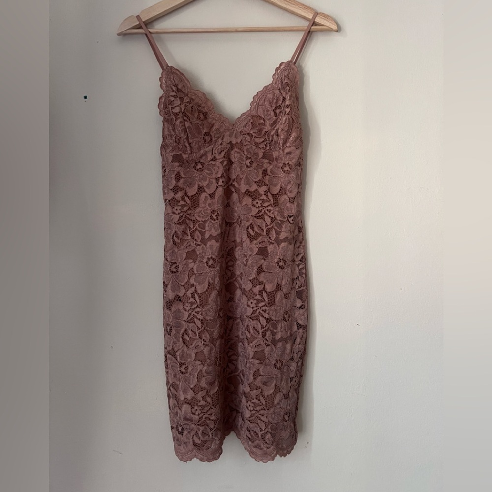 Zara Floral Lace minidress slip in Blush
